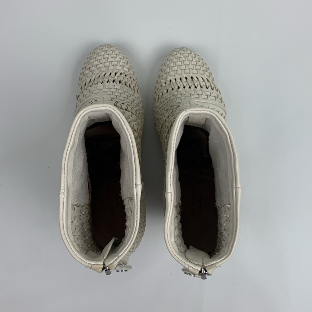 Rag & Bone NY leather heeled Creme woven Ankle Boots booties Size 36 Zip up - Picture 9 of 16